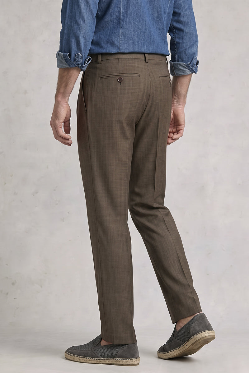 Brown 50% Merino Wool Suit Trousers