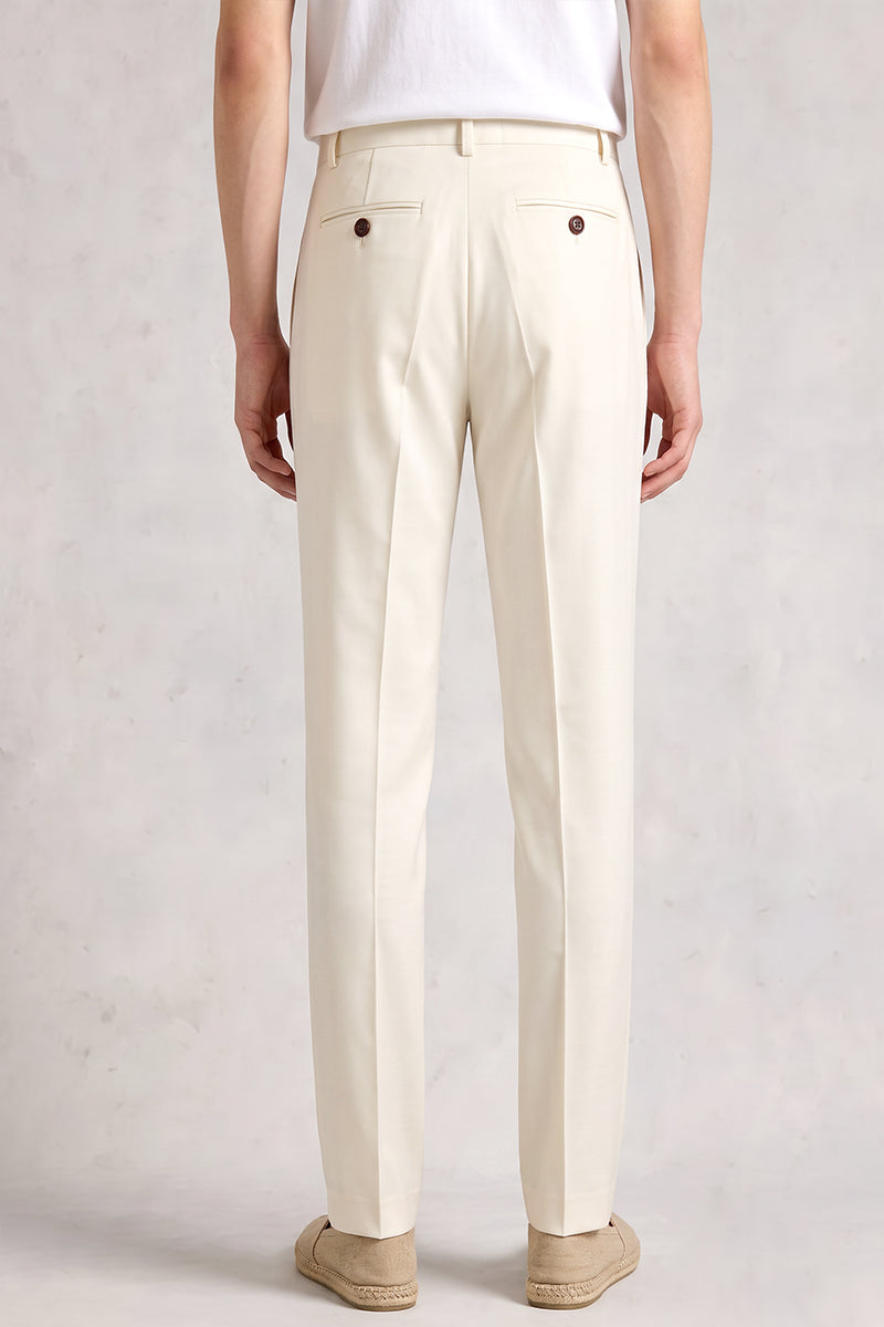 Pantaloni da completo bianchi in lana merino