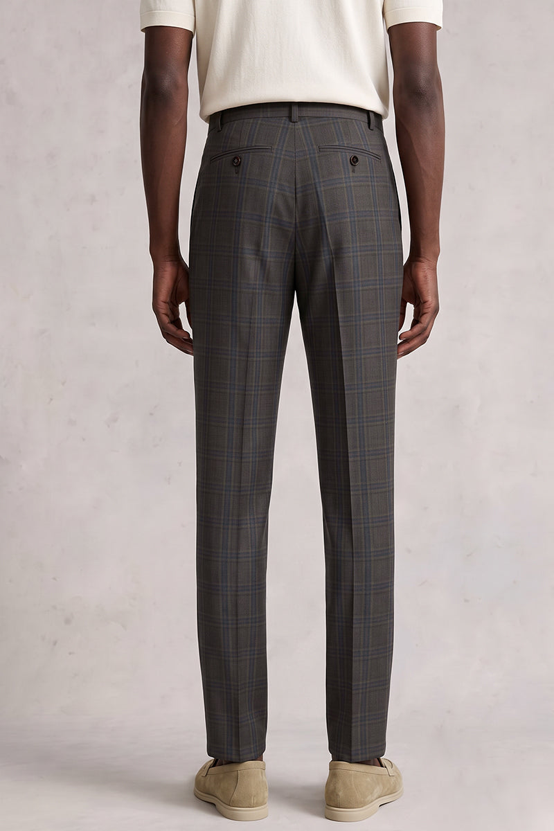 Brown 50% Merino Wool Suit Trousers