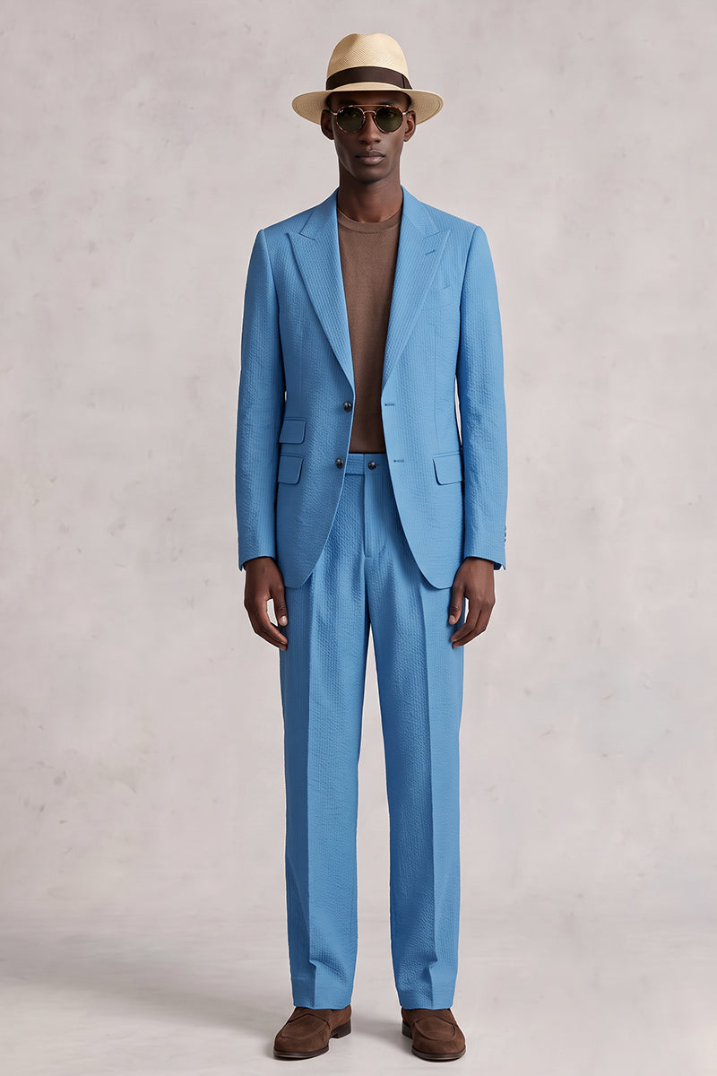 Blue 50% Merino Wool Suit
