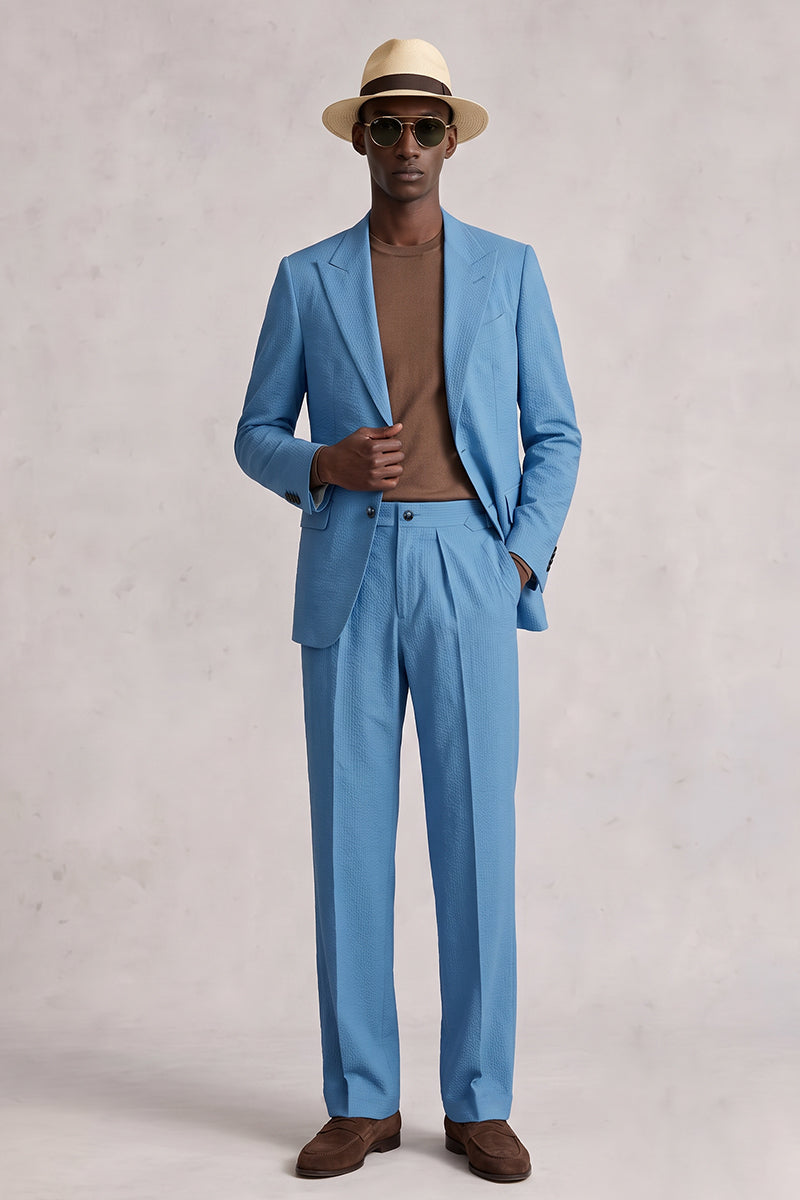 Blue 50% Merino Wool Suit