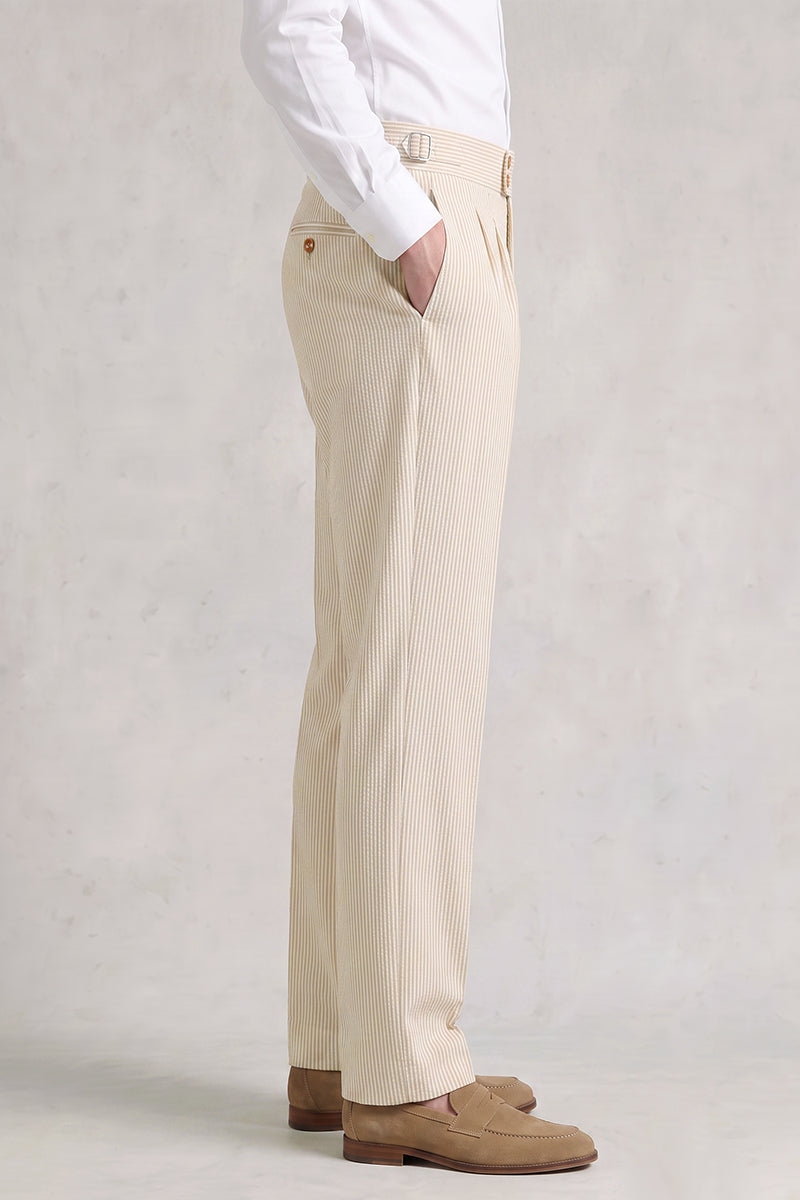 Pantaloni del completo beige in lana merino