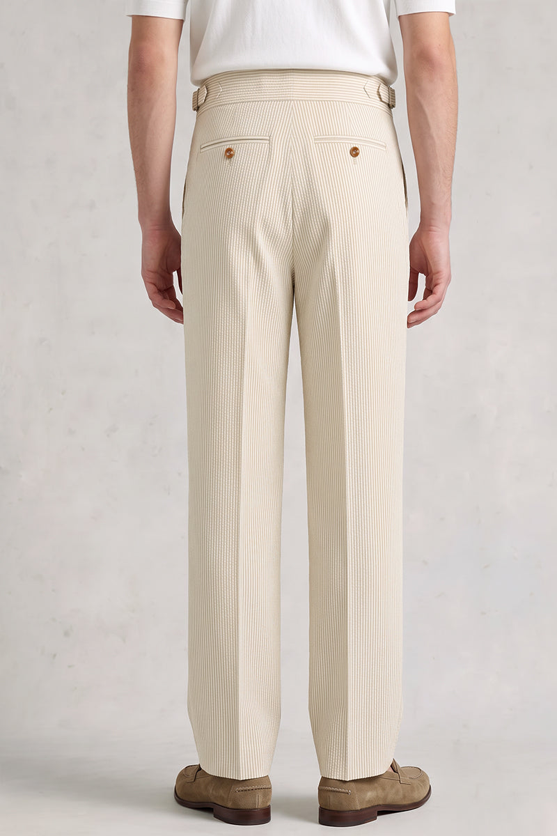 Pantaloni del completo beige in lana merino