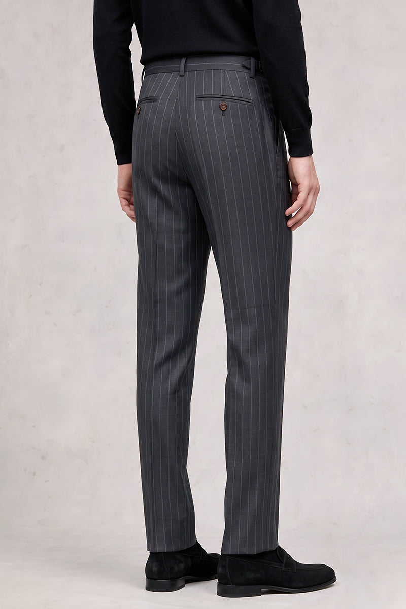 Black 50% Merino Wool Suit Trousers