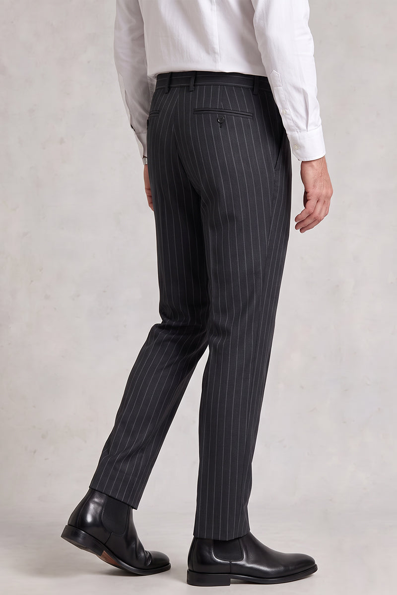 Black 50% Merino Wool Suit Trousers