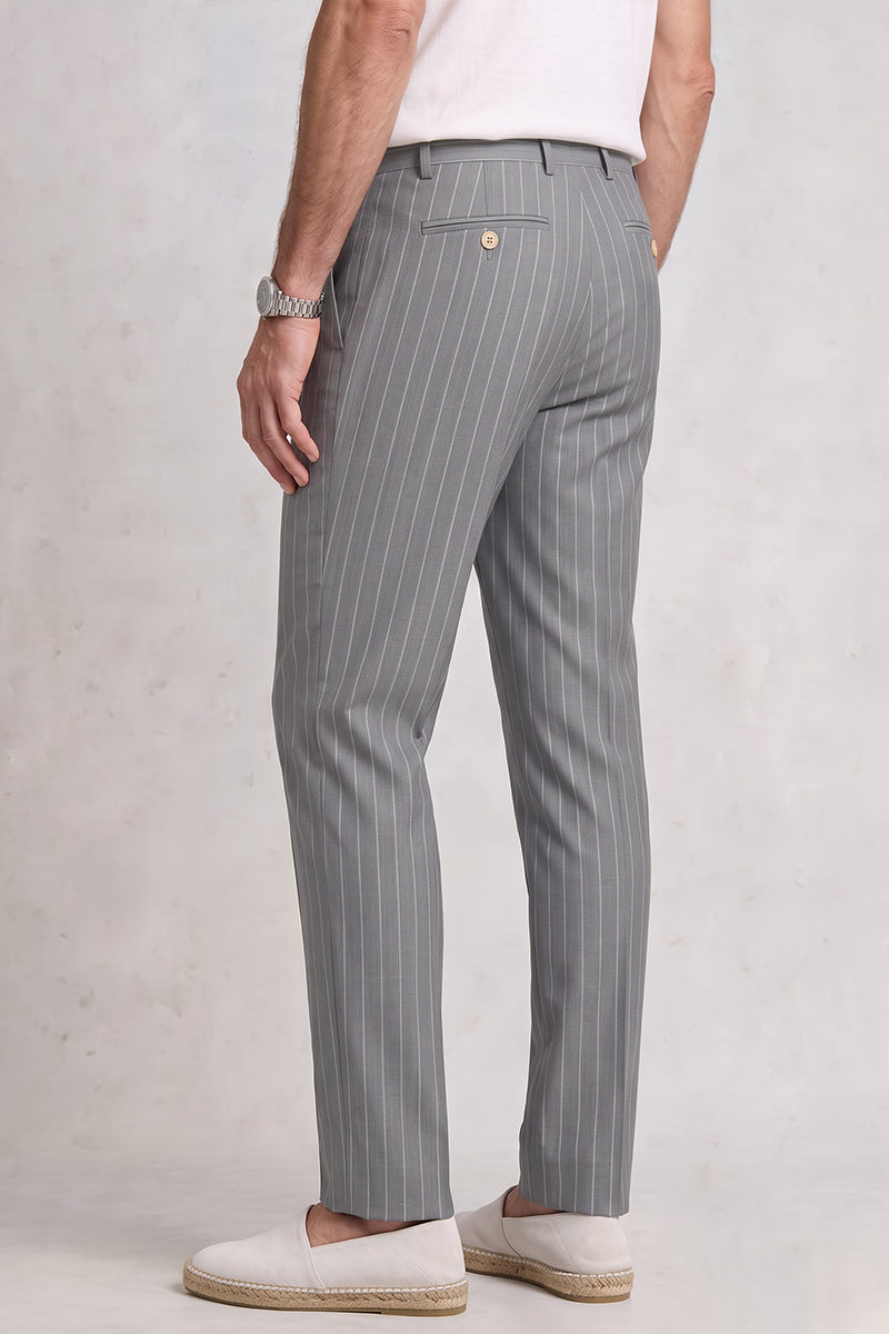 Gray 50% Merino Wool Suit Trousers