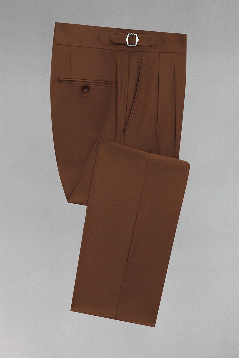 Brown 70% Merino Wool Suit Trousers