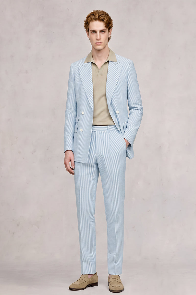 Blue 50% Merino Wool Suit