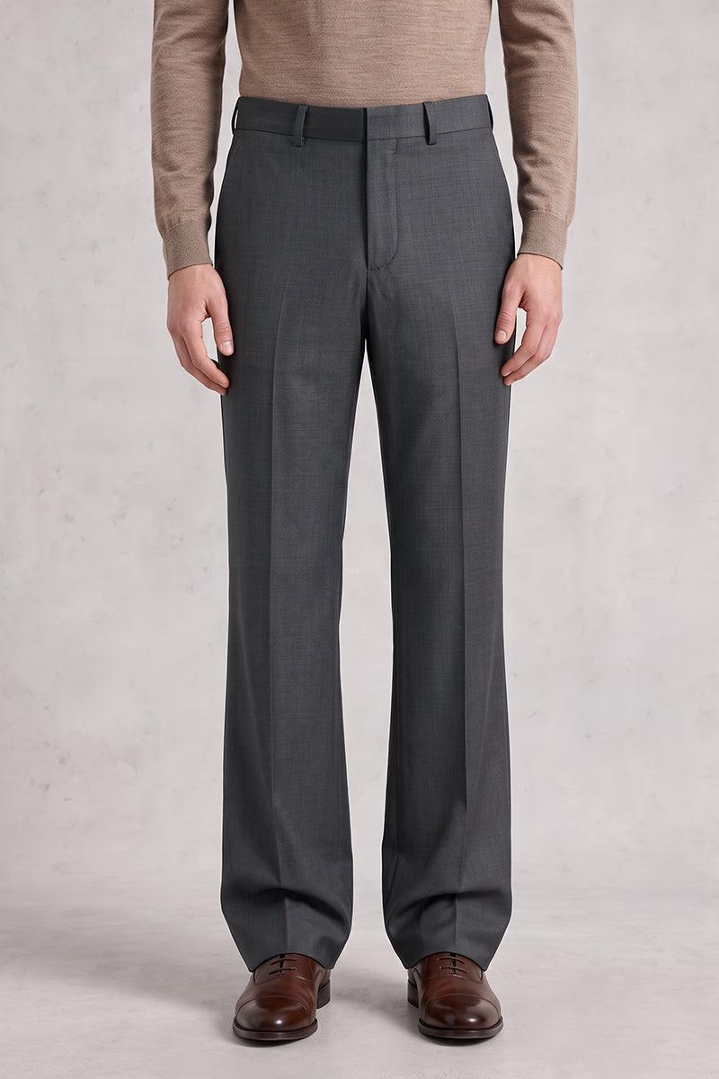 Gray 50% Merino Wool Suit Trousers