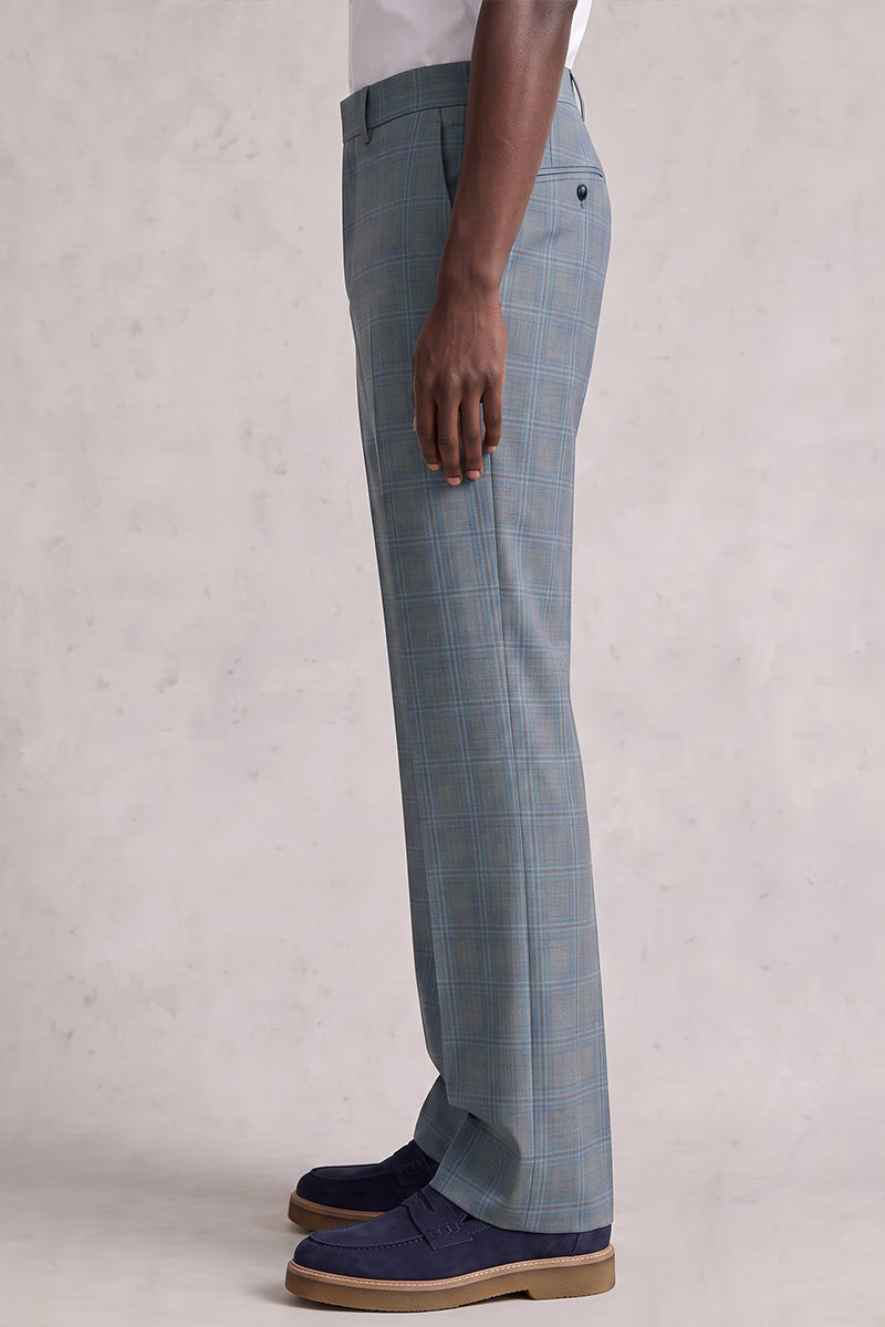 Blue 50% Merino Wool Suit Trousers