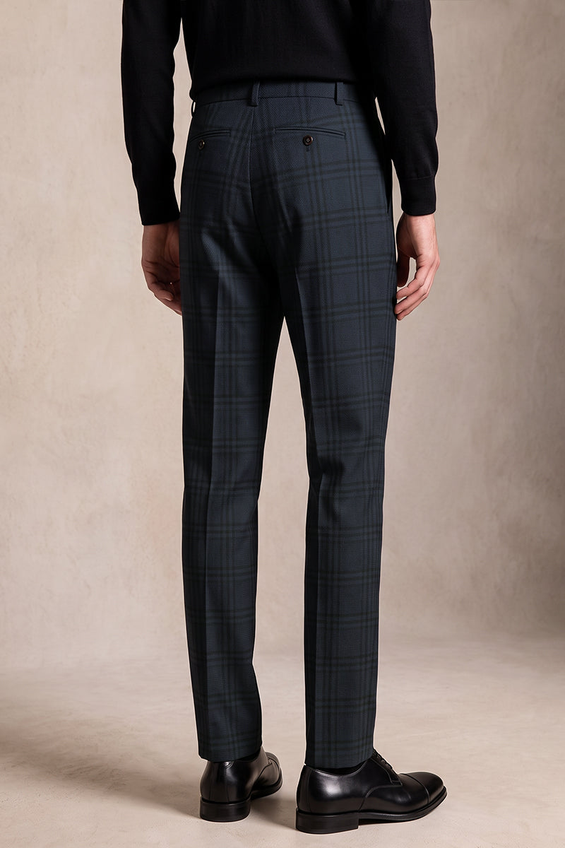 Blue 100% Merino Wool Suit Trousers