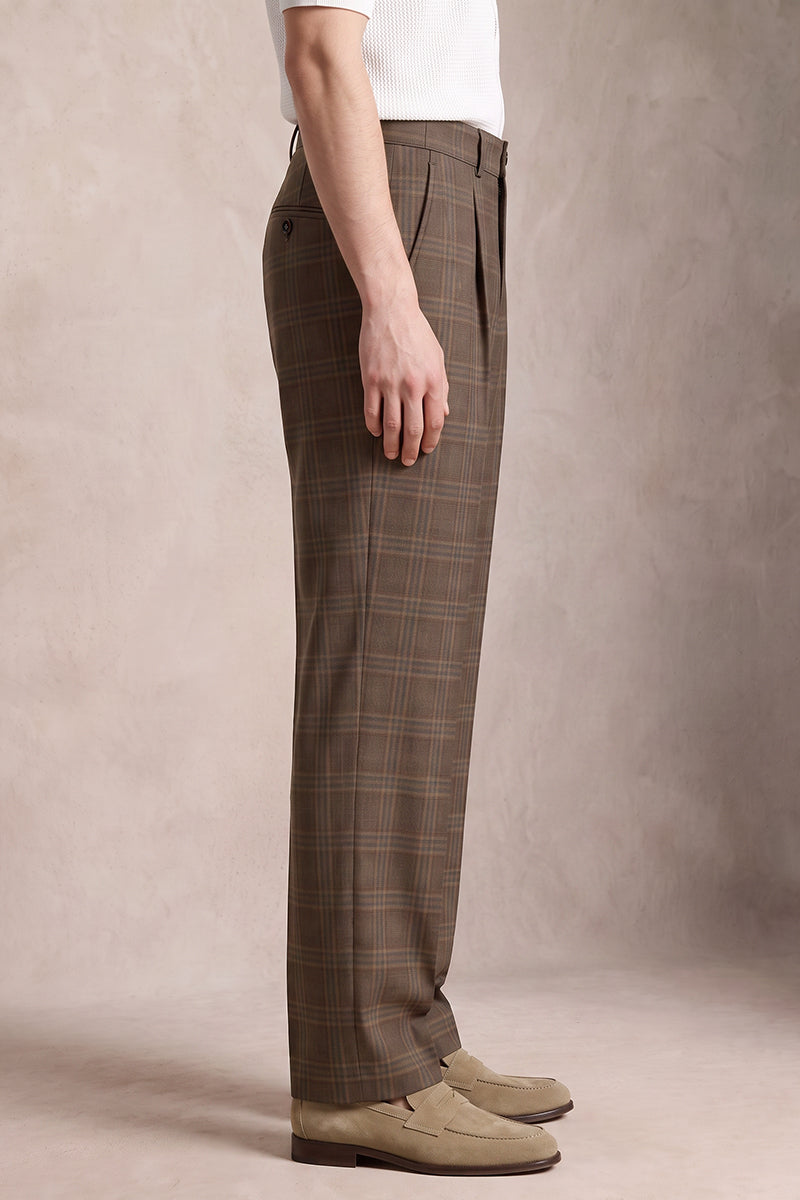 Brown 50% Merino Wool Suit Trousers