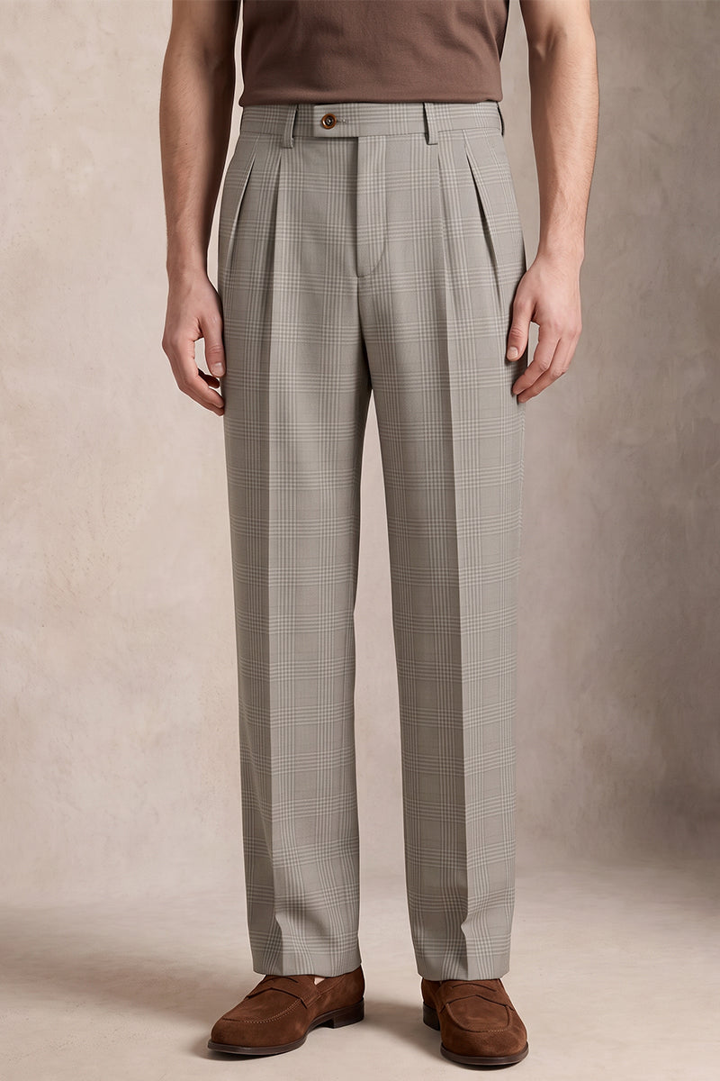 Gray 50% Merino Wool Suit Trousers