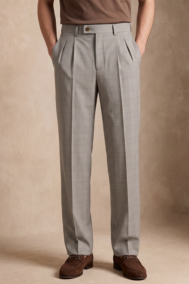 Gray 50% Merino Wool Suit Trousers