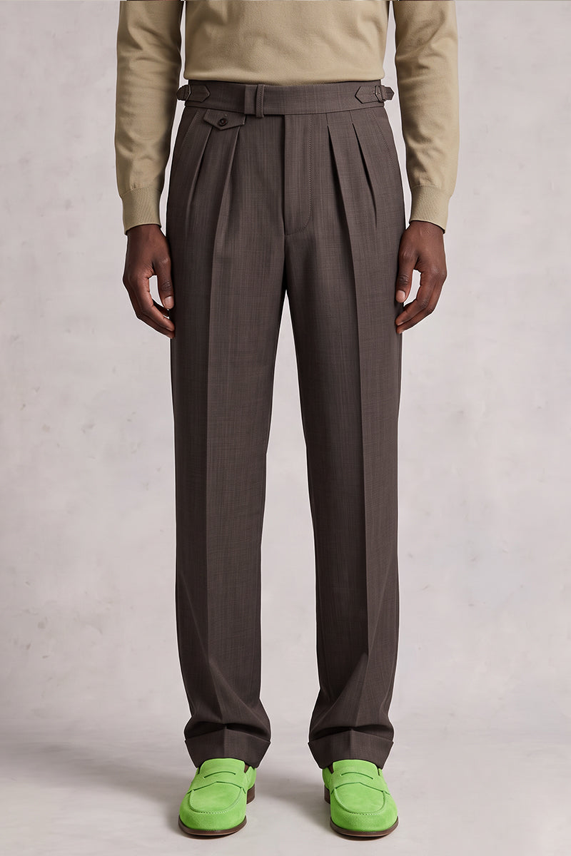 Brown 50% Merino Wool Suit Trousers