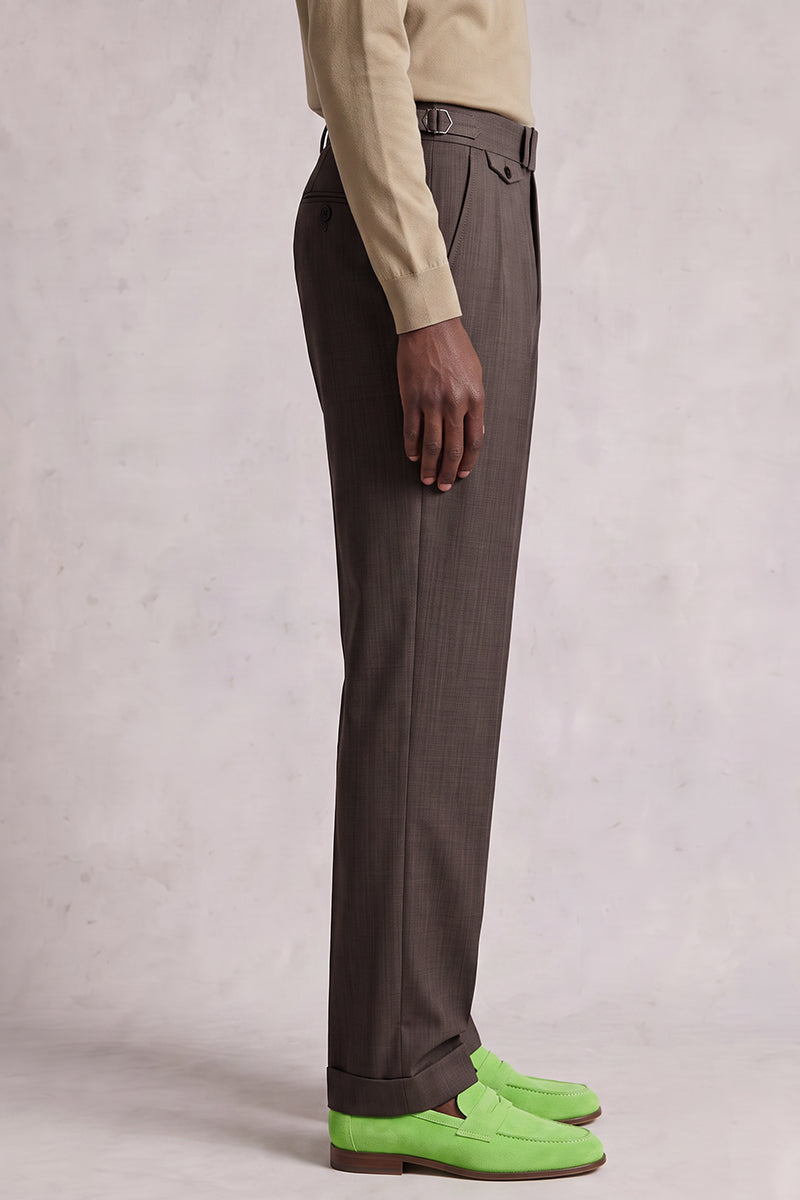 Brown 50% Merino Wool Suit Trousers