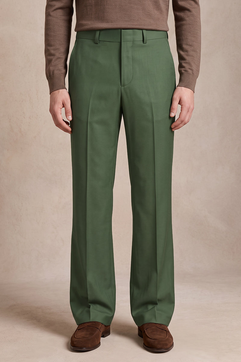 Green 50% Merino Wool Suit Trousers
