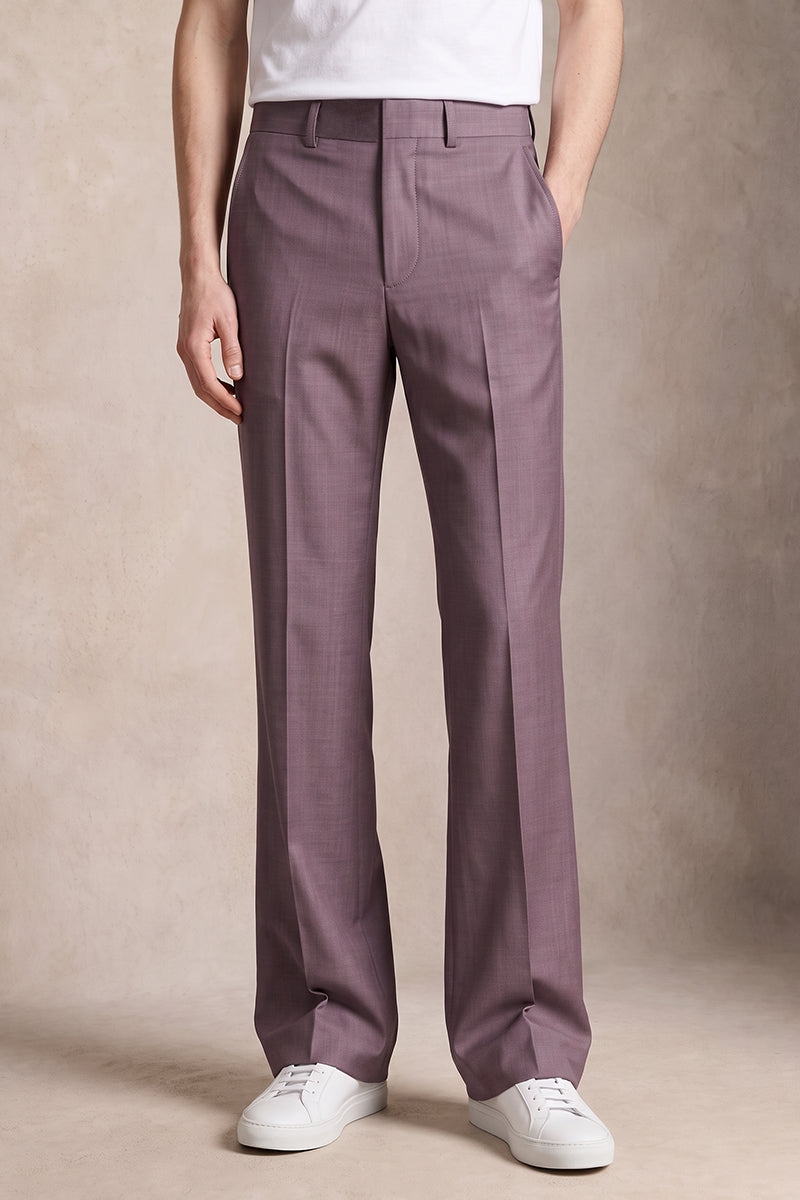 Purple 50% Merino Wool Suit Trousers