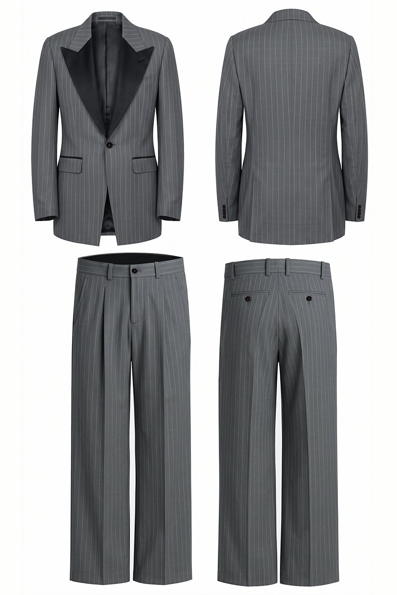 Costume en laine mérinos gris