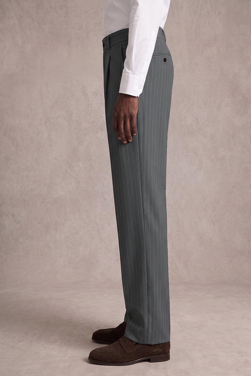 Gray 50% Merino Wool Suit Trousers