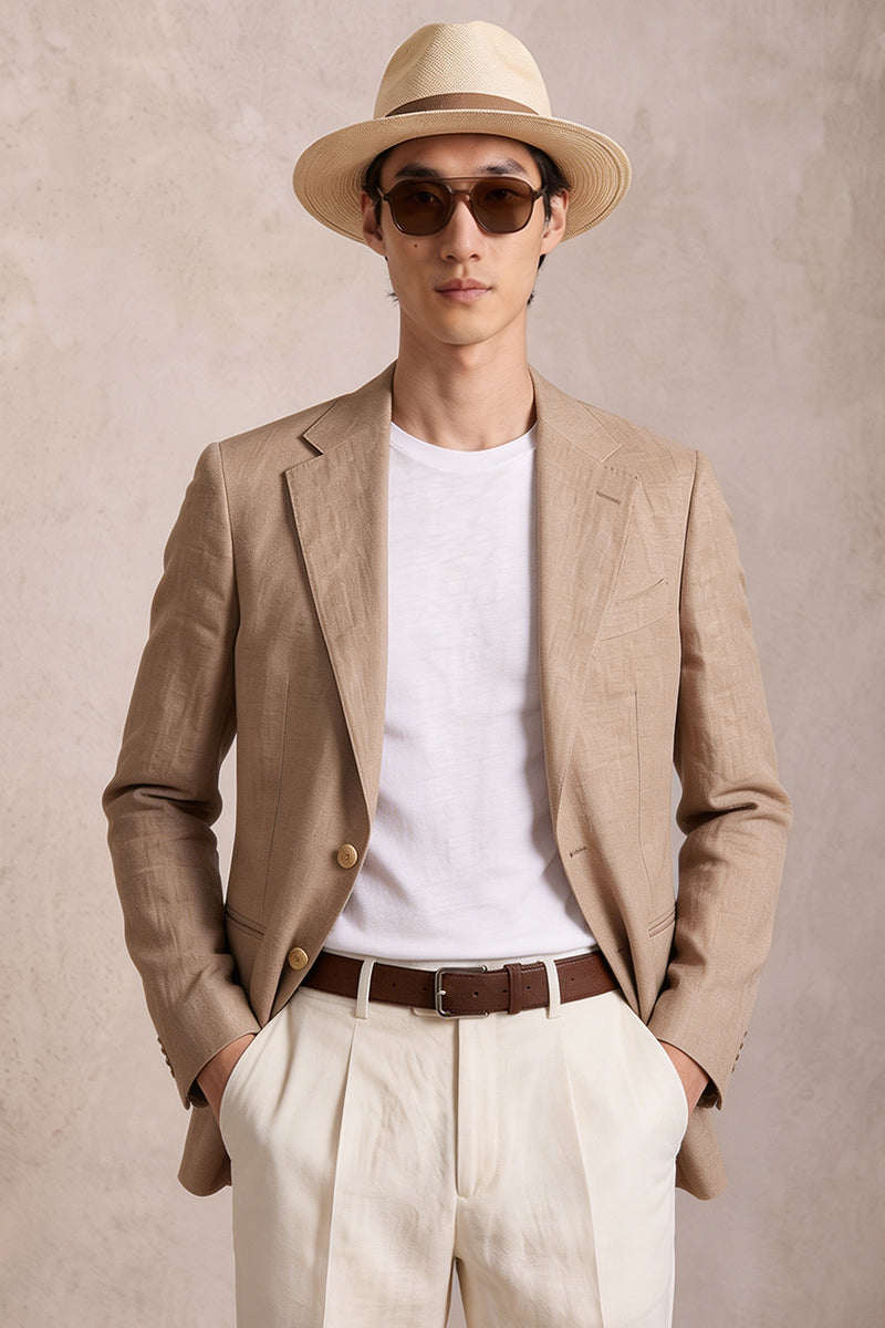 Beige 50% Merino Wool Blazers