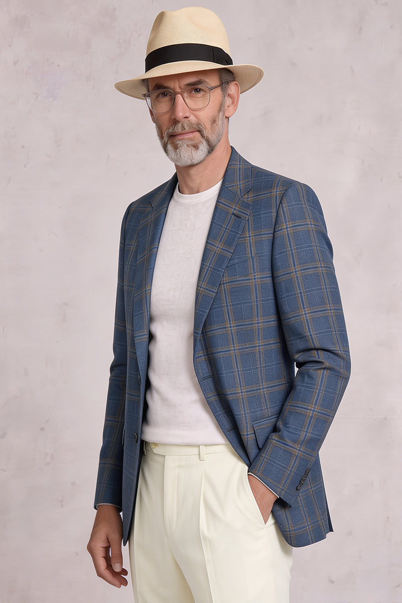 Blue 50% Merino Wool Blazers