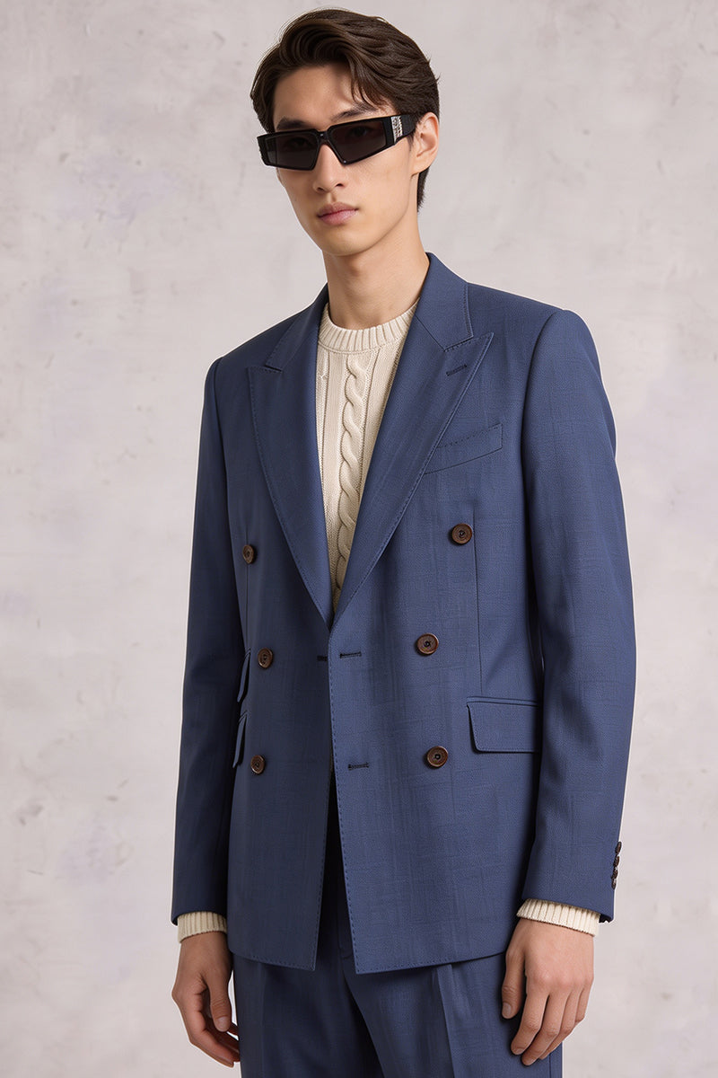 Blue 50% Merino Wool Blazers