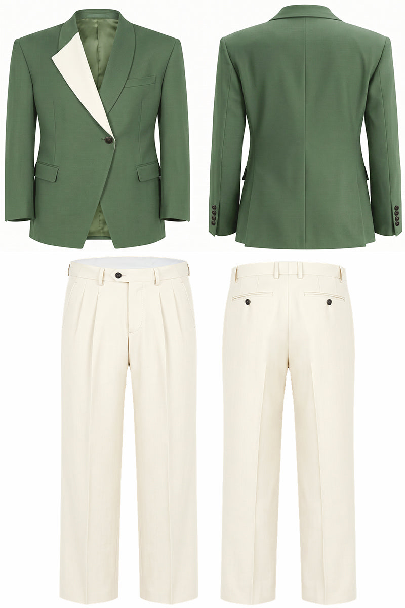 Green 50% Merino Wool Blazers