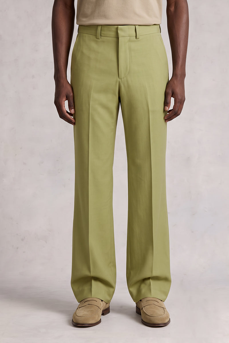 Green 50% Merino Wool Suit Trousers