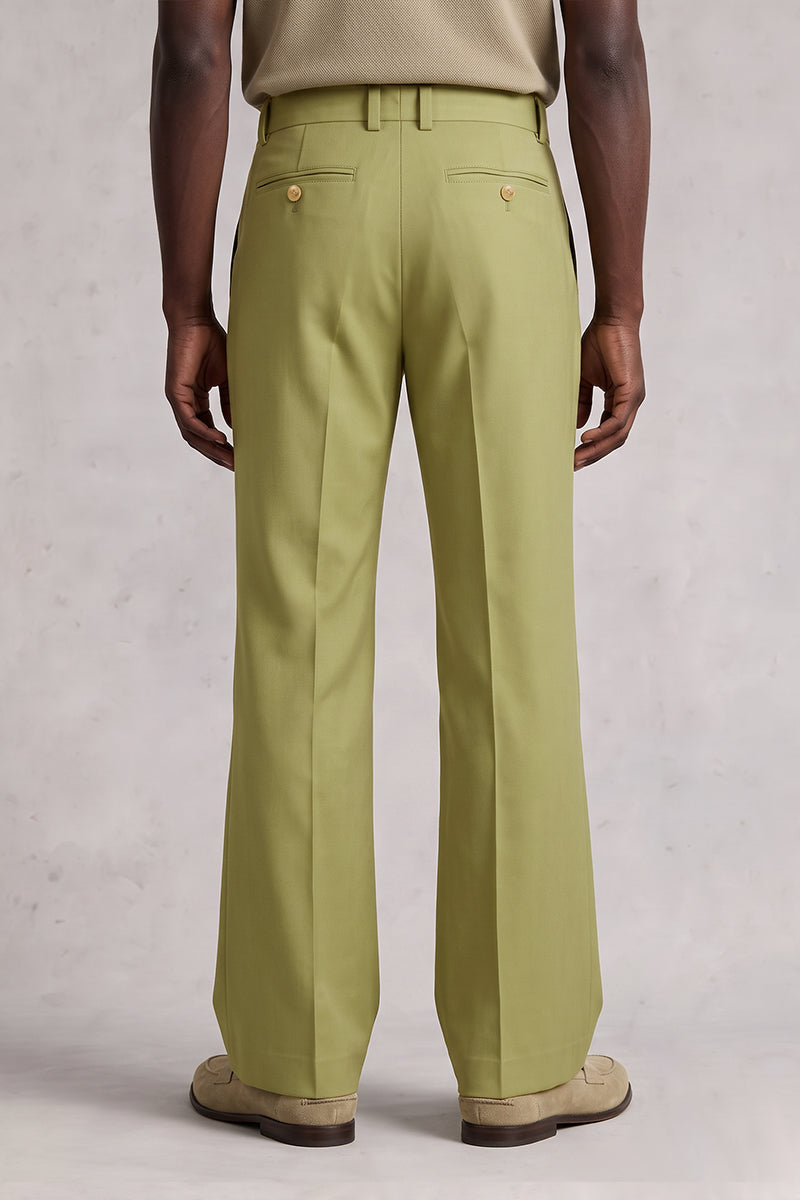 Green 50% Merino Wool Suit Trousers