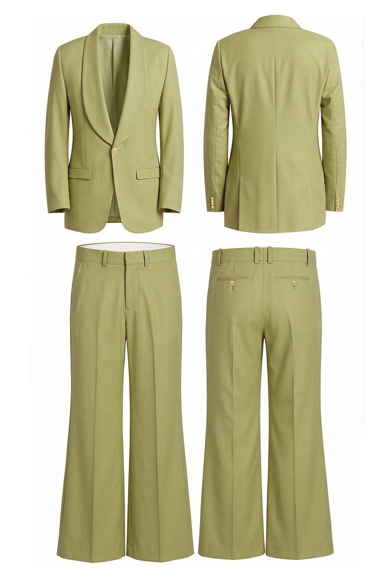 Green 50% Merino Wool Suit Trousers