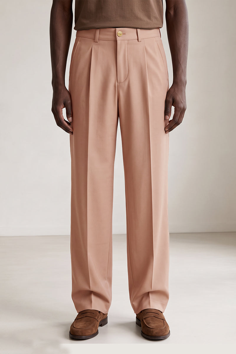 Pink 50% Merino Wool Suit Trousers
