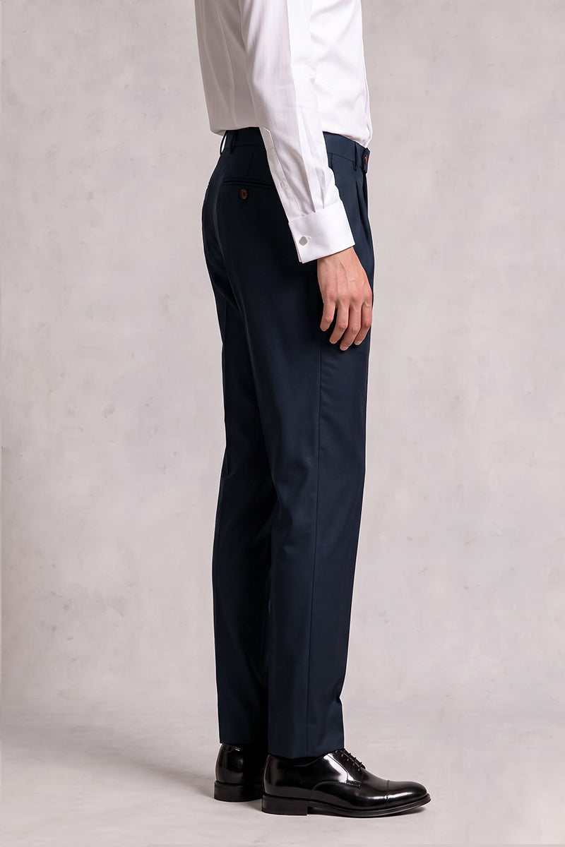 Navy Blue 50% Merino Wool Suit Trousers