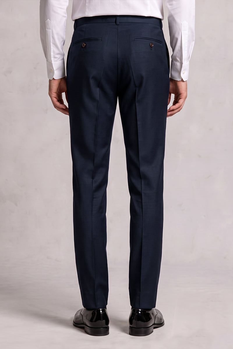 Navy Blue 50% Merino Wool Suit Trousers