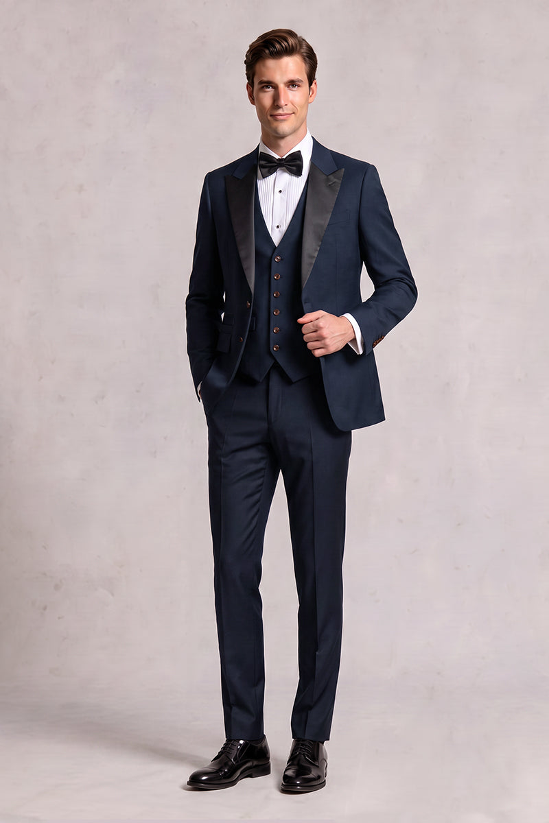 Navy Blue 50% Merino Wool Suit