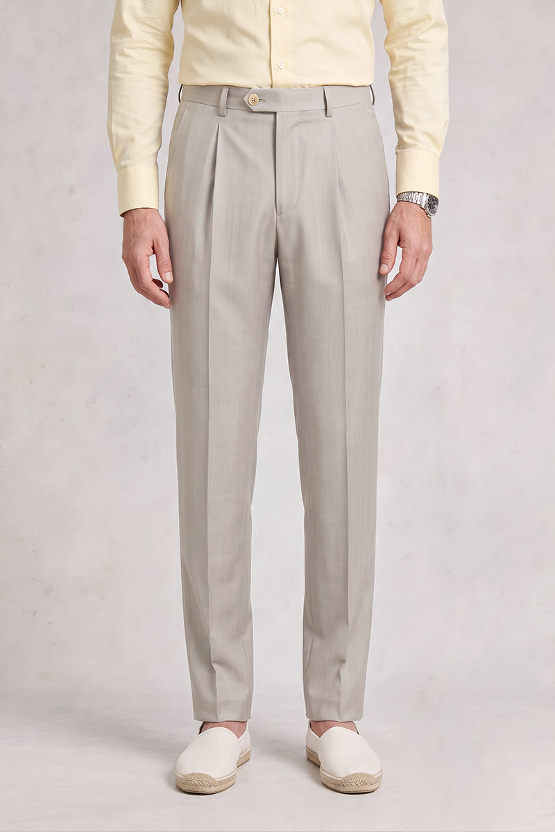 Light Gray 100% Merino Wool Suit Trousers