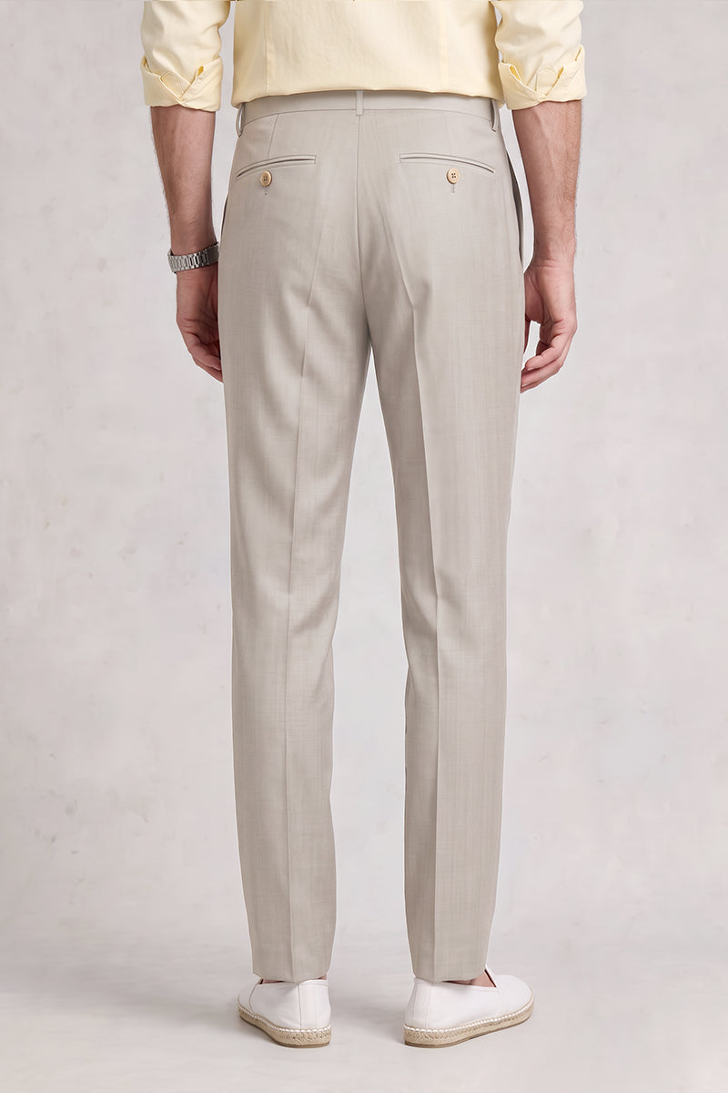 Light Gray 100% Merino Wool Suit Trousers
