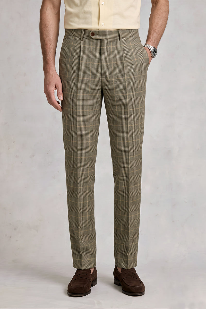 Yellow Green 100% Merino Wool Suit Trousers