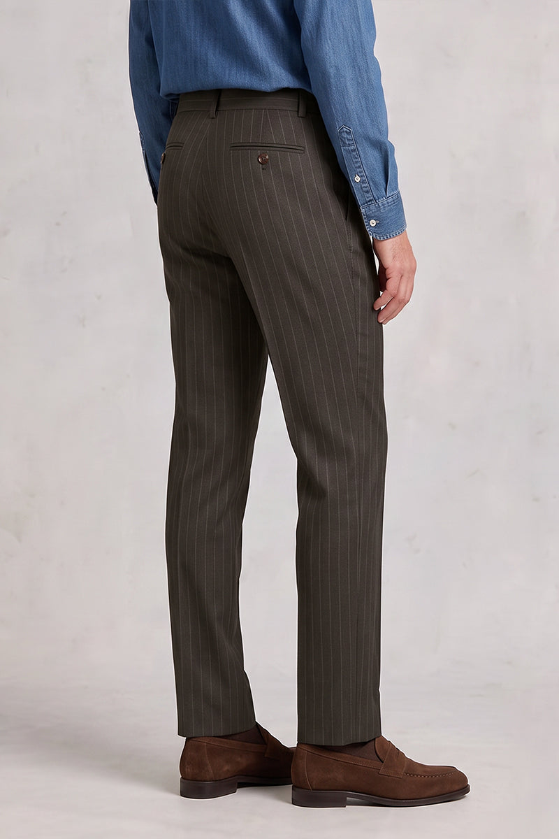 Brown 50% Merino Wool Suit Trousers