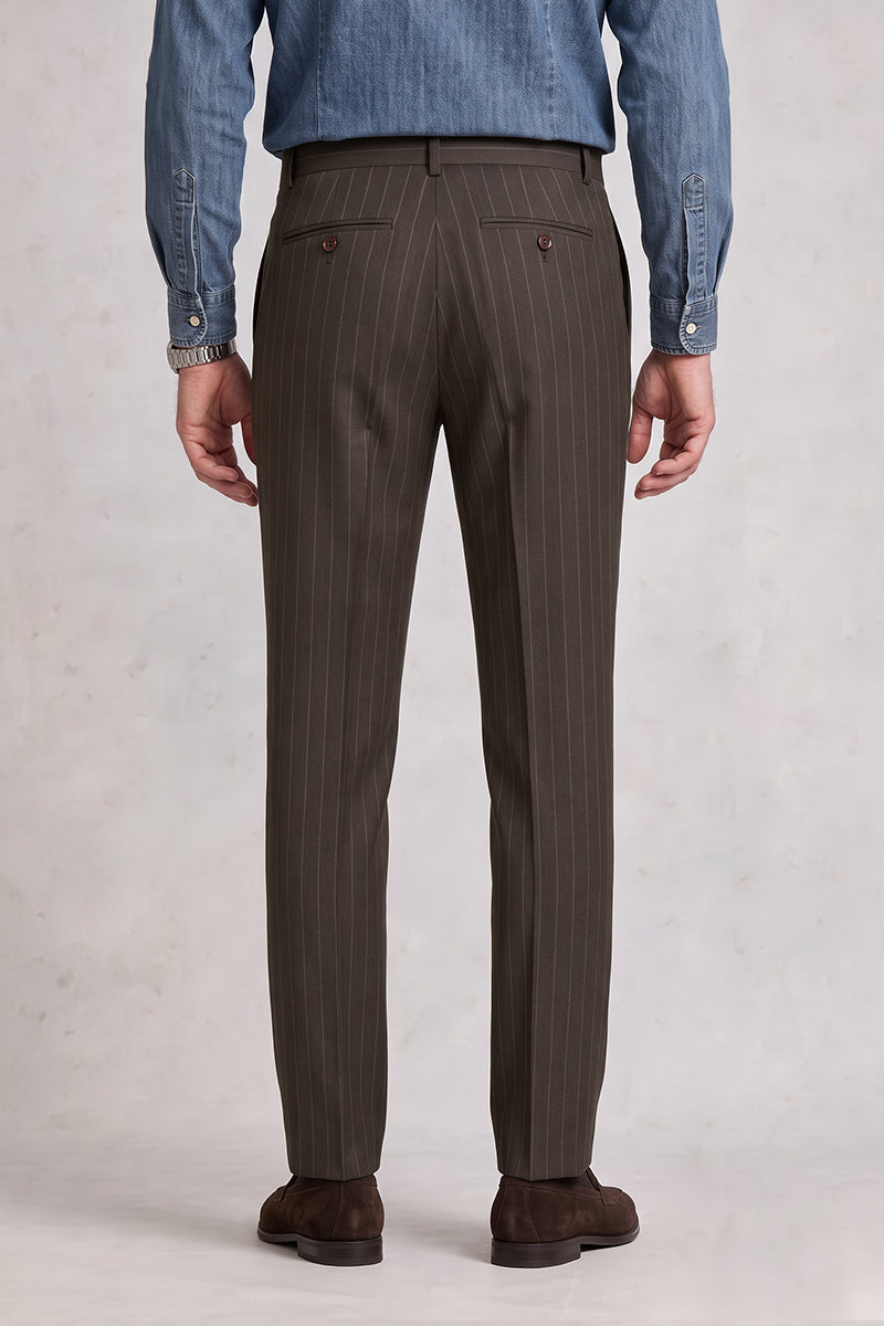 Brown 50% Merino Wool Suit Trousers