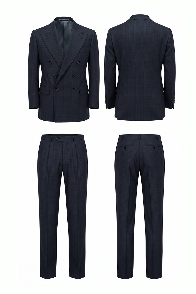 Navy Blue 100% Merino Wool Suits