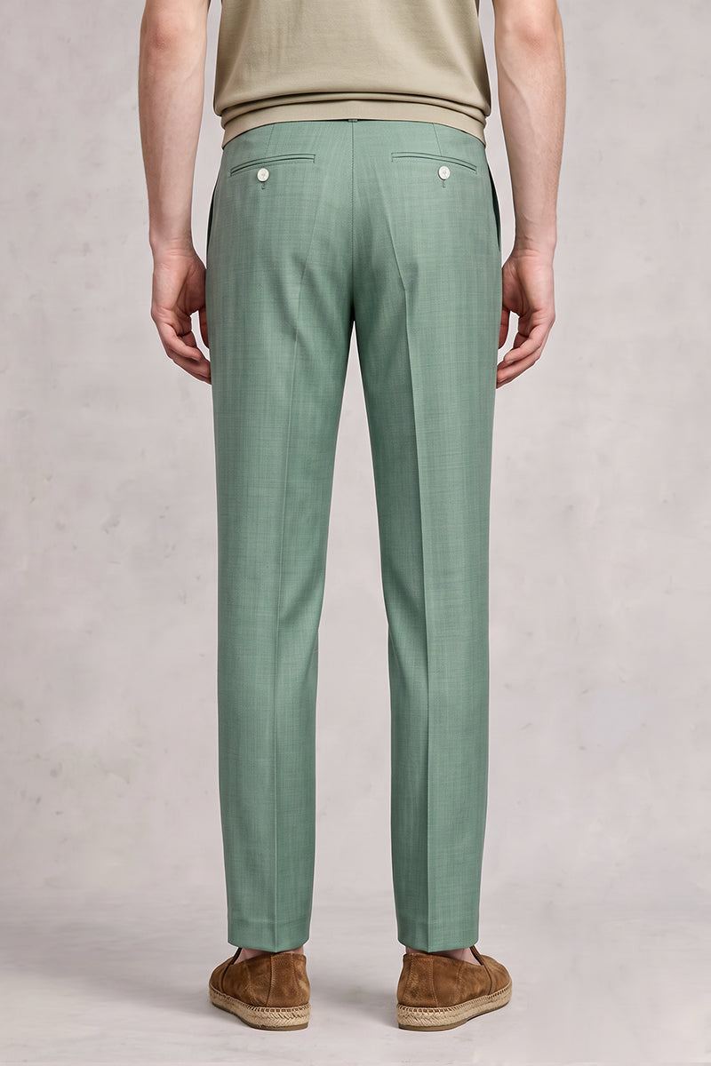 Green 50% Merino Wool Suit Trousers