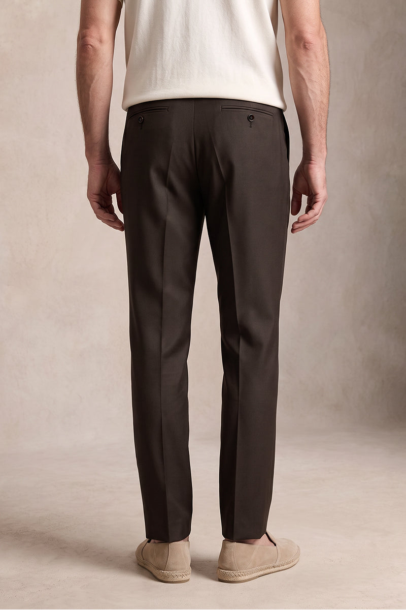 Brown 50% Merino Wool Suit Trousers