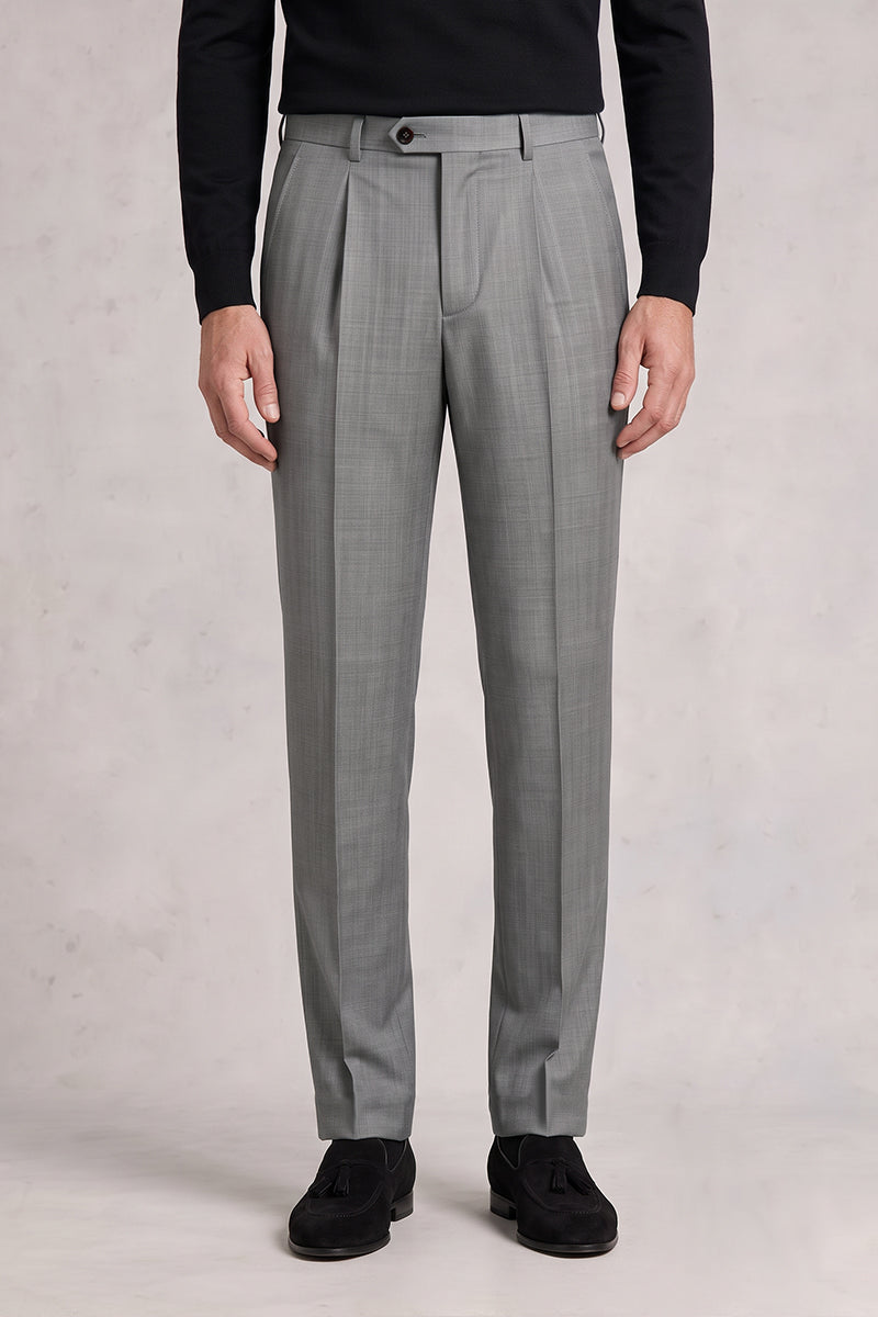Gray 50% Merino Wool Suit Trousers