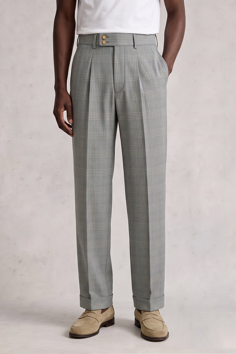 Gray 50% Merino Wool Suit Trousers