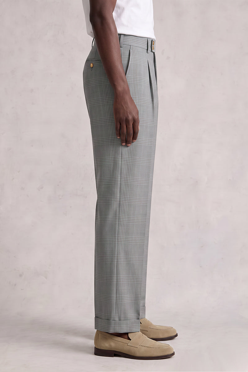 Gray 50% Merino Wool Suit Trousers