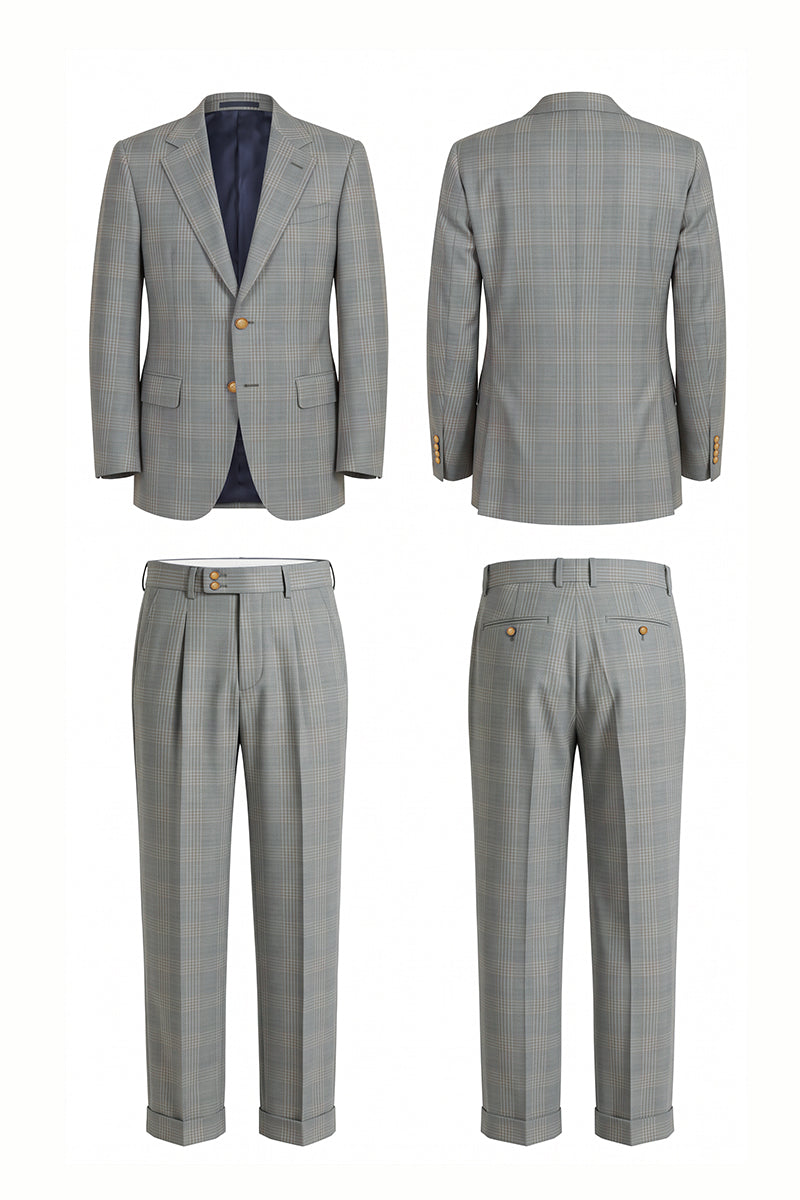 Gray 50% Merino Wool Suit Trousers