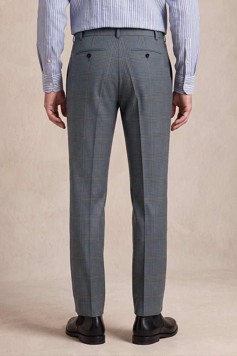 Blue Gray 100% Merino Wool Suit Trousers