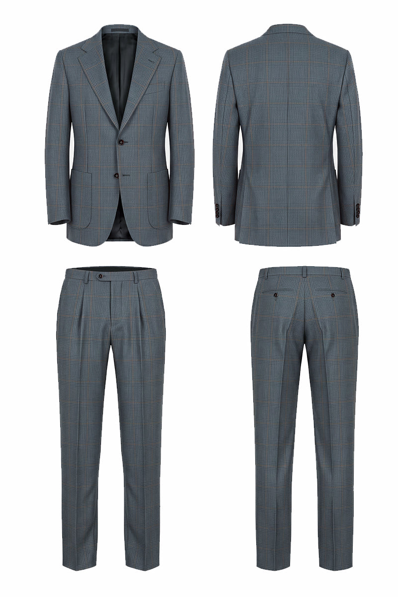 Blue Gray 100% Merino Wool Suit Trousers