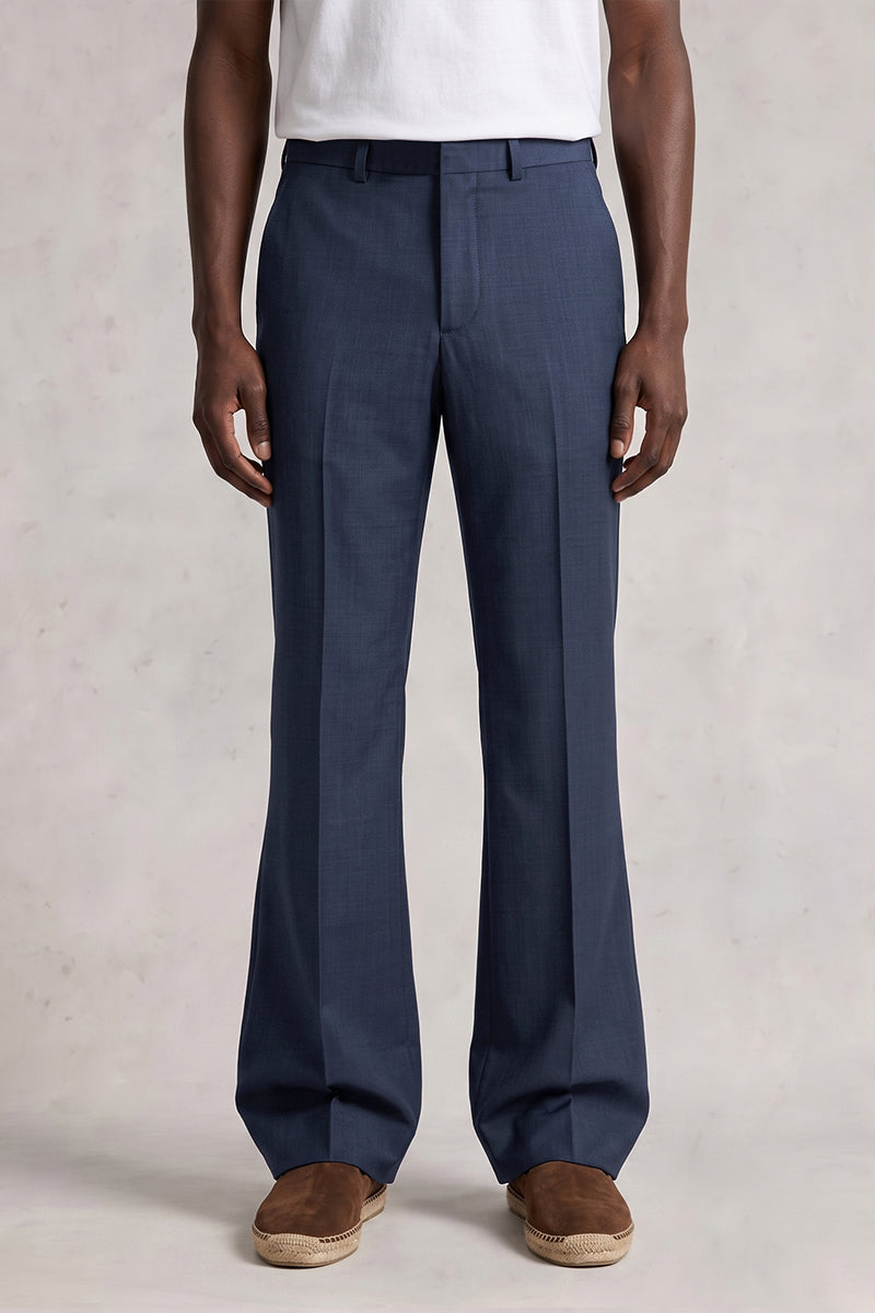 Navy Blue 50% Merino Wool Suit Trousers
